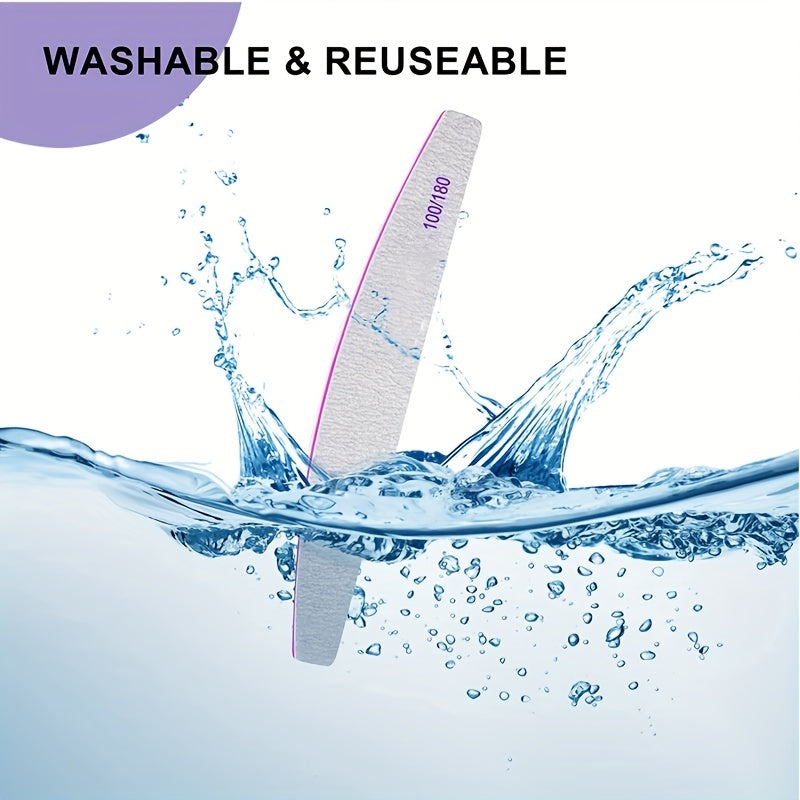 2pcs Nail Files and Buffers, 100/180 Grit, Durable Sandpaper for Manicure
