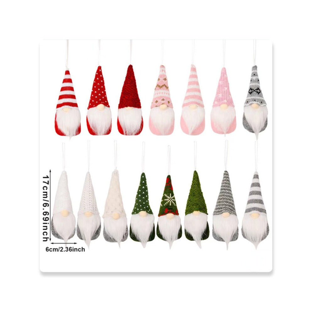 Set of 3 Christmas Gnome Elf Ornaments for Tree and Holiday Decor