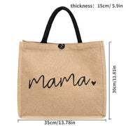 Linen Shoulder Bag for Women with Letter Print Spacious Travel and Shopping Bag