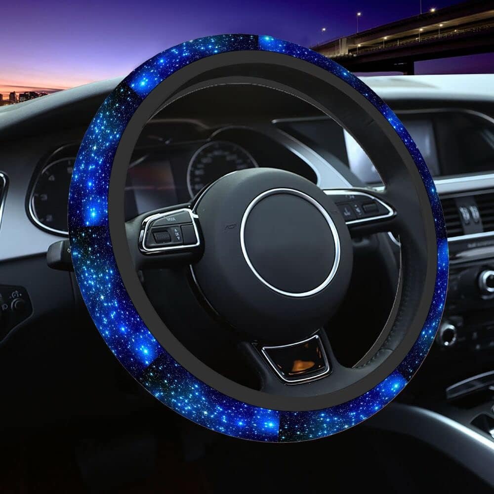 Universal Blue Milky Way Sky Print Steering Wheel Cover Anti Slip Elasticity