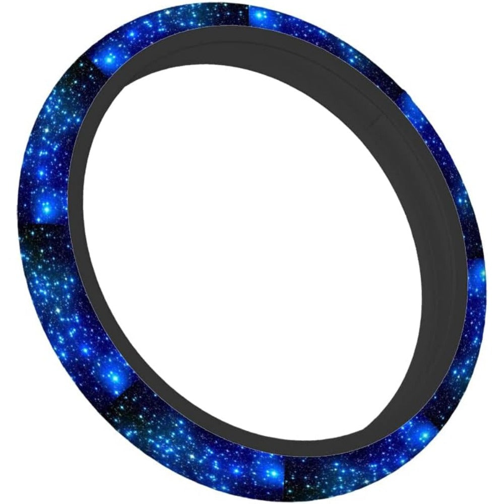 Universal Blue Milky Way Sky Print Steering Wheel Cover Anti Slip Elasticity
