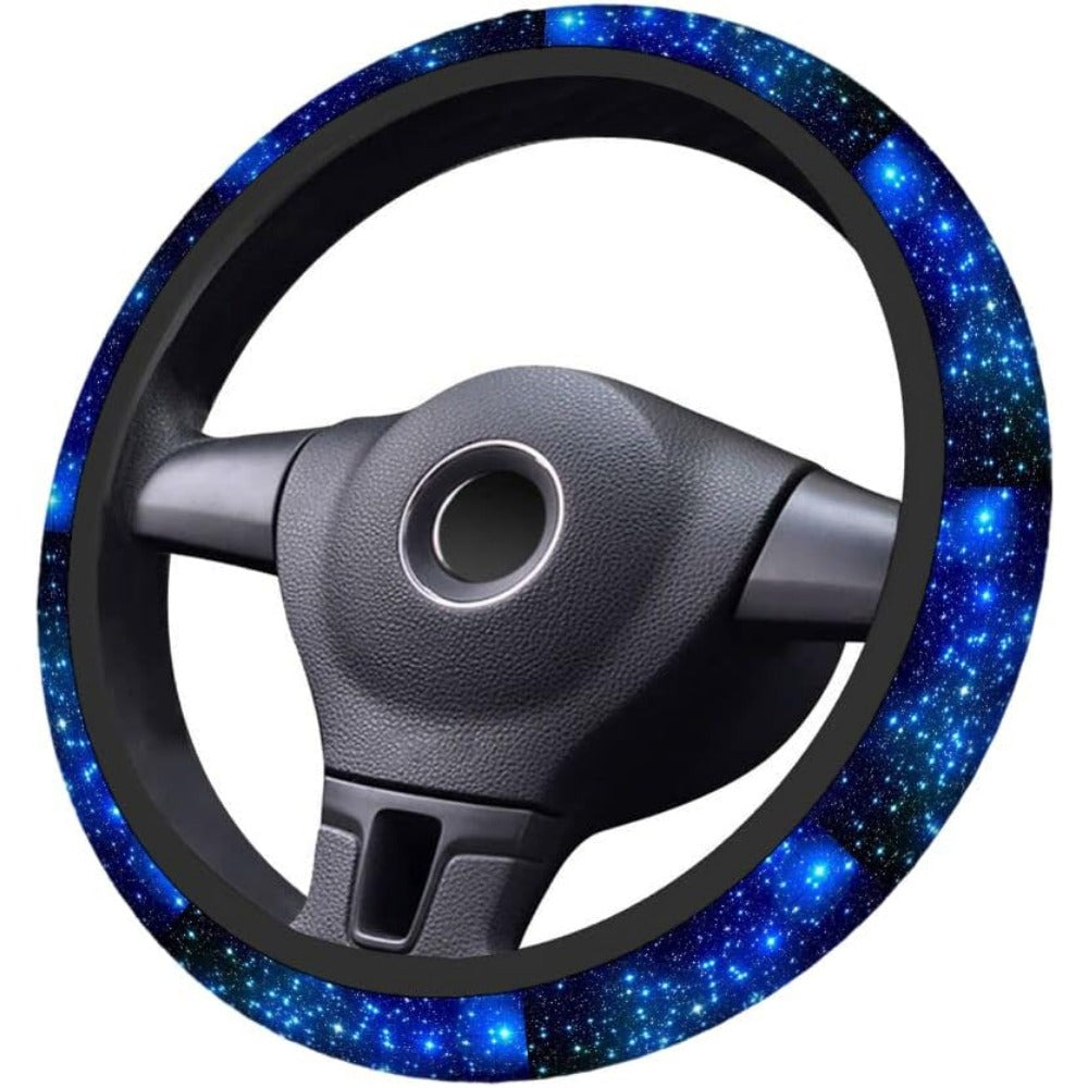 Universal Blue Milky Way Sky Print Steering Wheel Cover Anti Slip Elasticity
