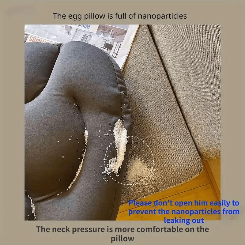 Memory Foam Nursing Pillow for Bed Support Egg Shaped White and Grey Ergonomic