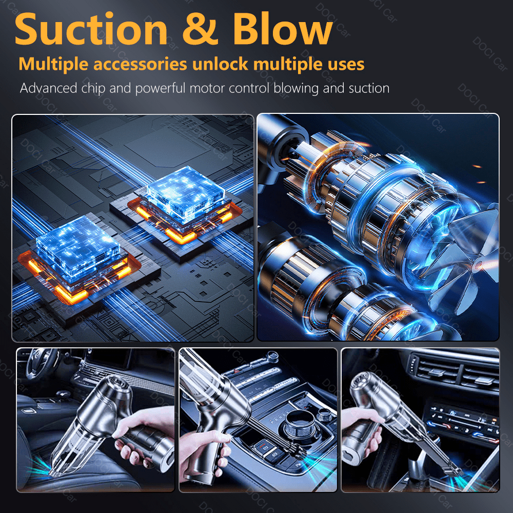 Ulanmagan avtomobil changyutgichi, ho'l va quruq suv bilan choʻkib, havo bilan bosim bilan ishlash, portativ, kichik va qulay