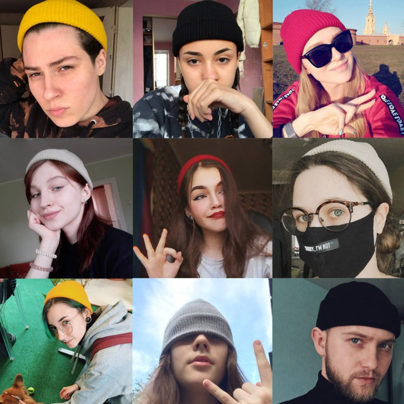 Simple Warm Skullies Beanie Hat for Men and Women in Plain Colors
