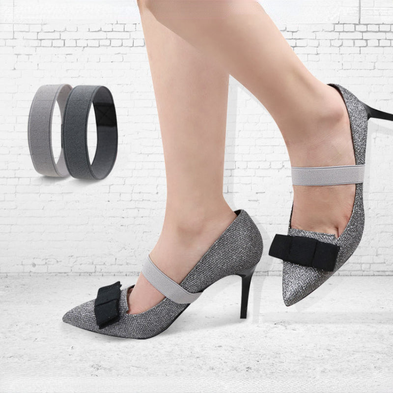 Women's High Elastic Shoe Straps 2pcs Flat Belts Solid Color No Tie