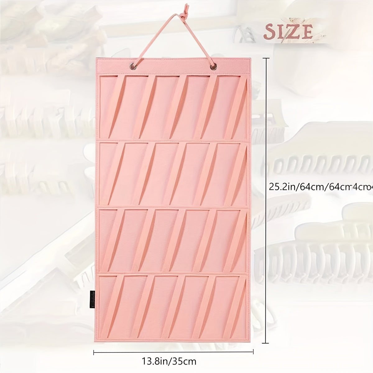 Organizador de joyería de fieltro octogonal para colgar en la pared, para pinzas de pelo y accesorios