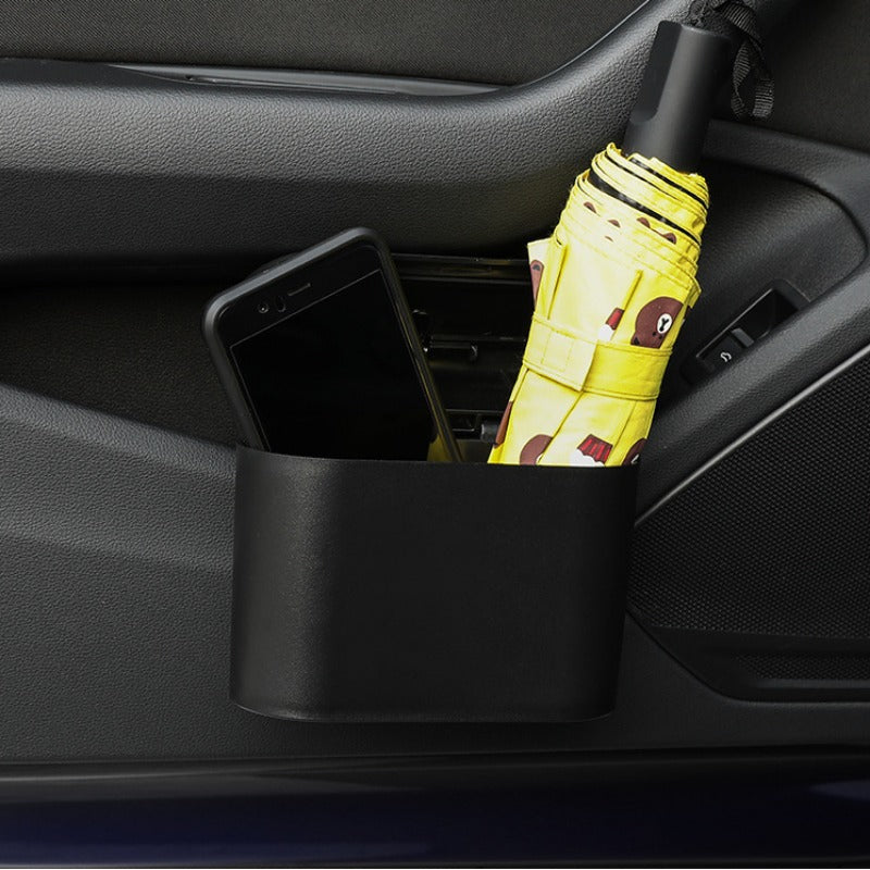 Cubo colgante para puerta de coche con tapa y organizador de almacenamiento