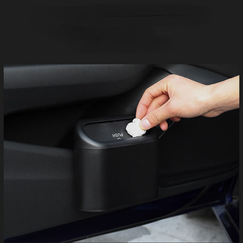 Cubo colgante para puerta de coche con tapa y organizador de almacenamiento