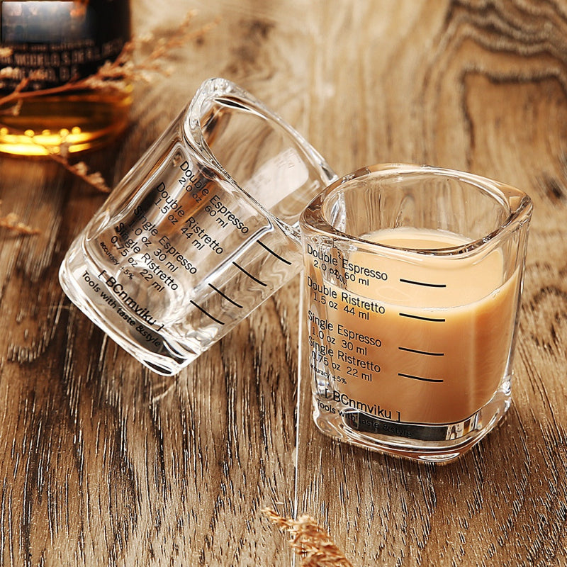 Two Pieces Espresso Measuring Cups Heat-Resistant Glass with Graduated Ounces