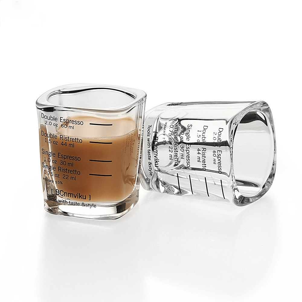 Two Pieces Espresso Measuring Cups Heat-Resistant Glass with Graduated Ounces