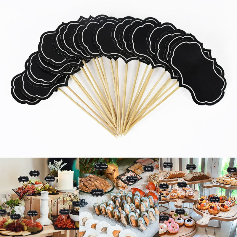 Set of 24 Mini Blackboard Signs with Pens for Menus, Party Favors, and Home Use