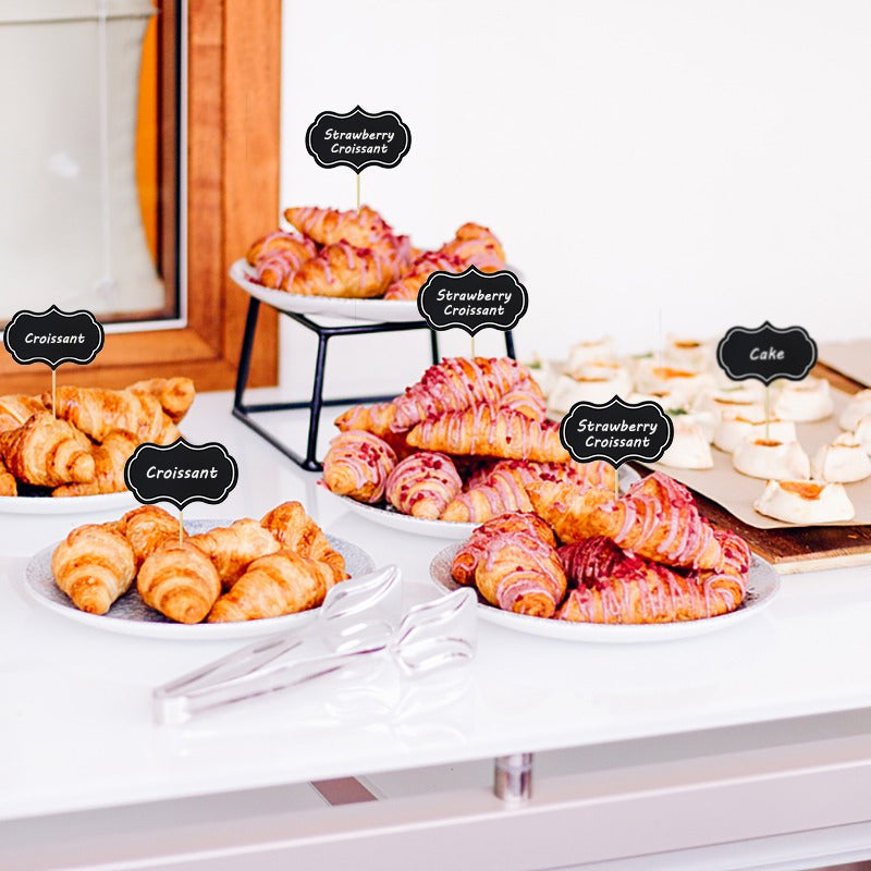 Set of 24 Mini Blackboard Signs with Pens for Menus, Party Favors, and Home Use