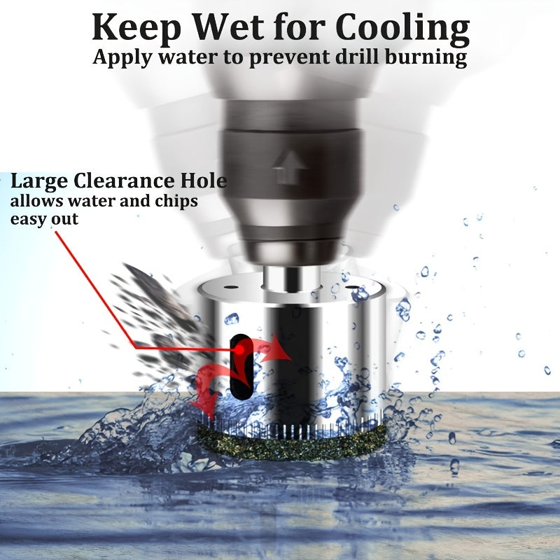 Set of 10 Diamond-Coated Hole Saw Drill Bits for Tile Marble Glass Ceramic