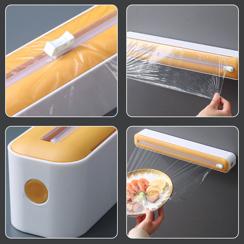 Food Film Dispenser with Cutter Storage Box for Aluminum Foil and Stretch Film