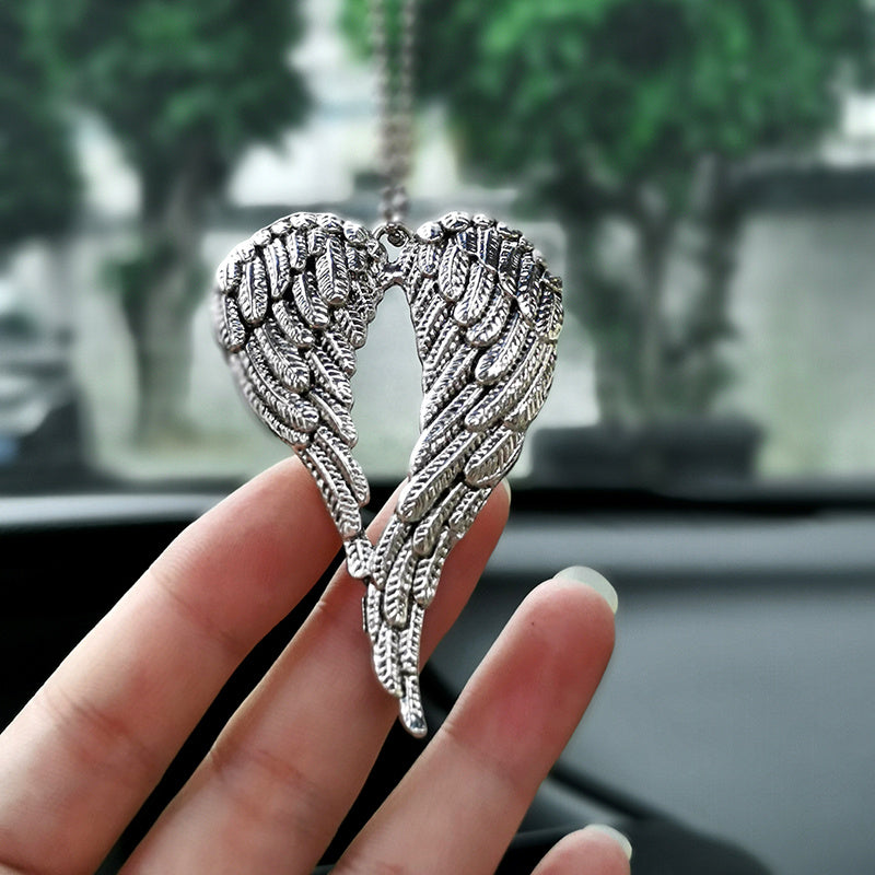 Unisex Silver Angel Wings Car Rearview Mirror Pendant Birthday Gift