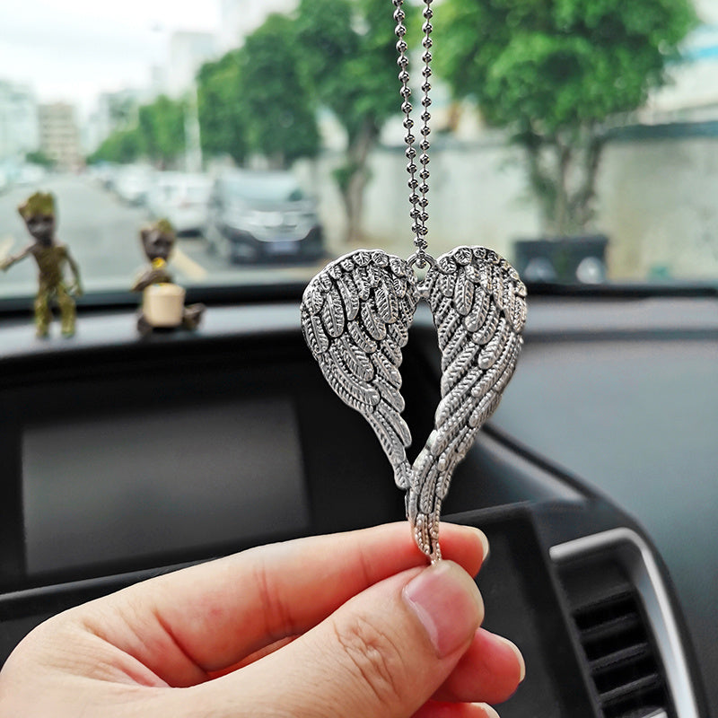 Unisex Silver Angel Wings Car Rearview Mirror Pendant Birthday Gift