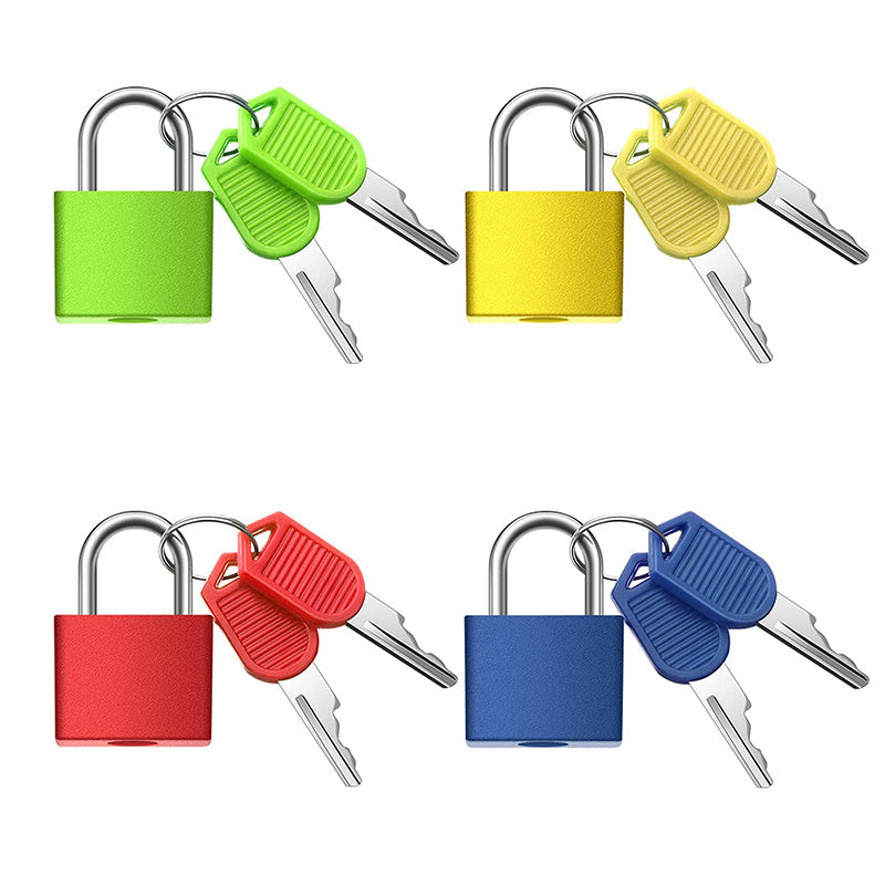 Multi-Color Metal Suitcase Locks with Keys, Small Luggage Padlocks Set