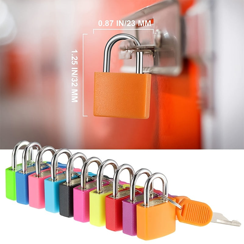 Multi-Color Metal Suitcase Locks with Keys, Small Luggage Padlocks Set