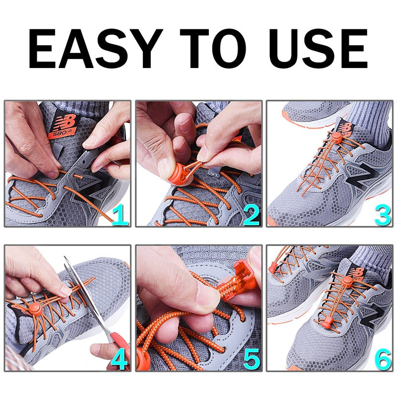 No-Tie Elastic Shoelaces for Sneakers, 12 Colors, Quick Lock, Stretchy