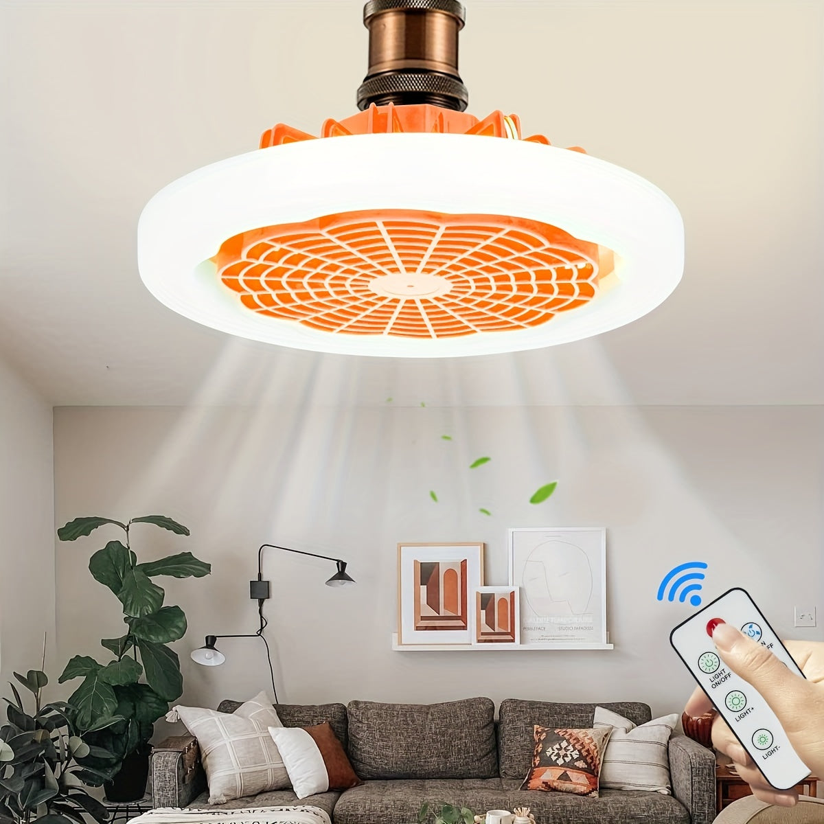 Indoor Modern Ceiling Fan With Light Remote Control 3 Speeds Dimming