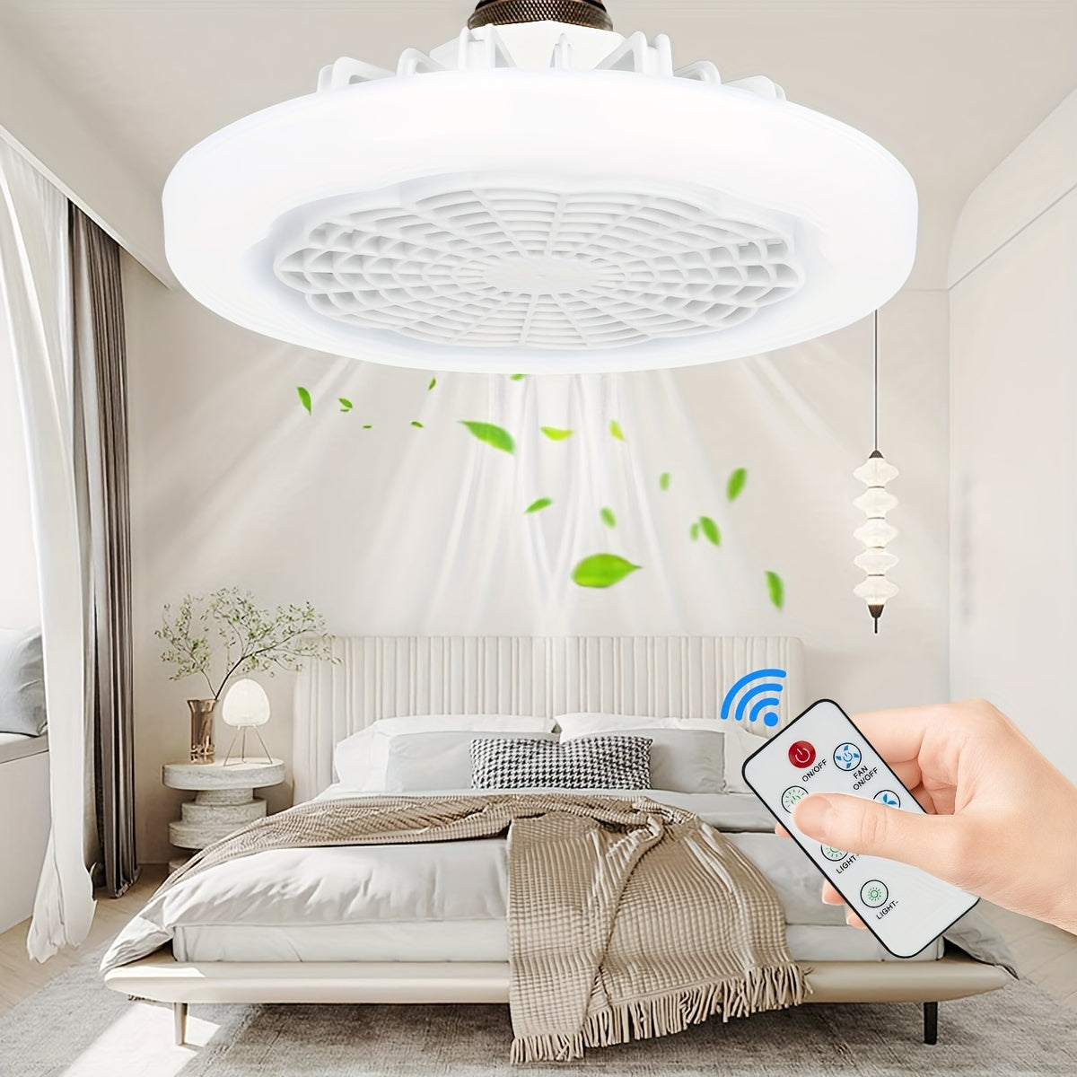 Indoor Modern Ceiling Fan With Light Remote Control 3 Speeds Dimming