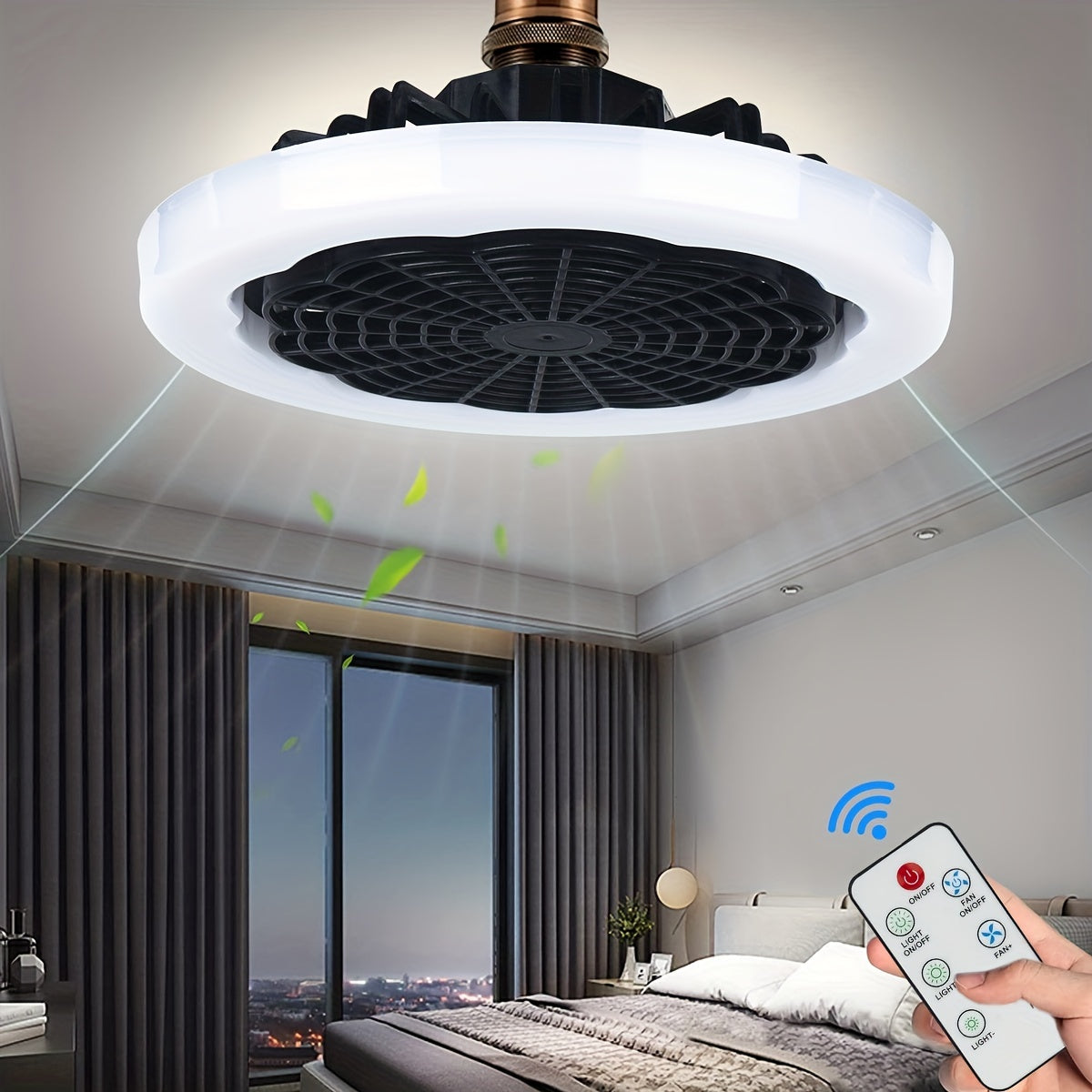 Indoor Modern Ceiling Fan With Light Remote Control 3 Speeds Dimming