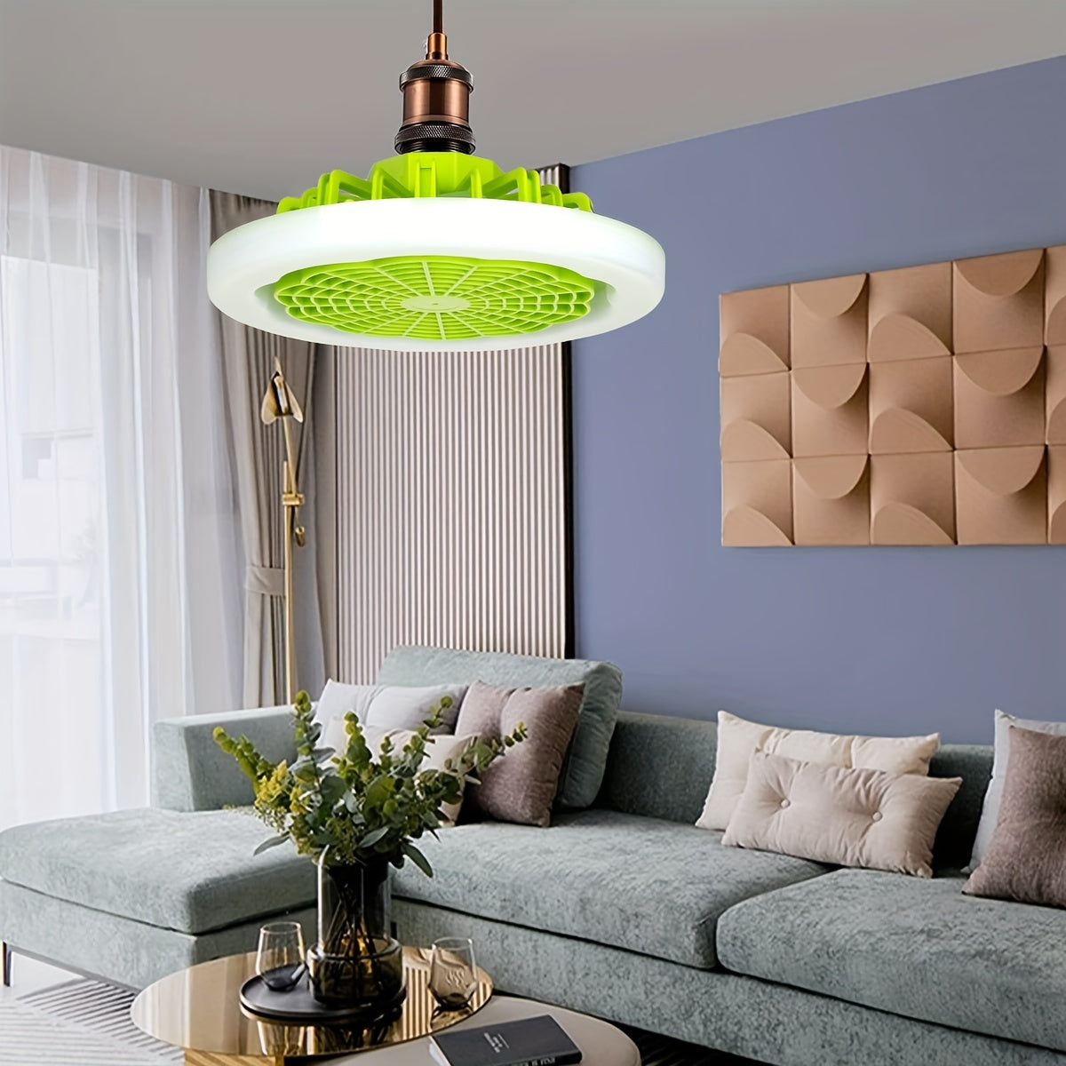 Indoor Modern Ceiling Fan With Light Remote Control 3 Speeds Dimming