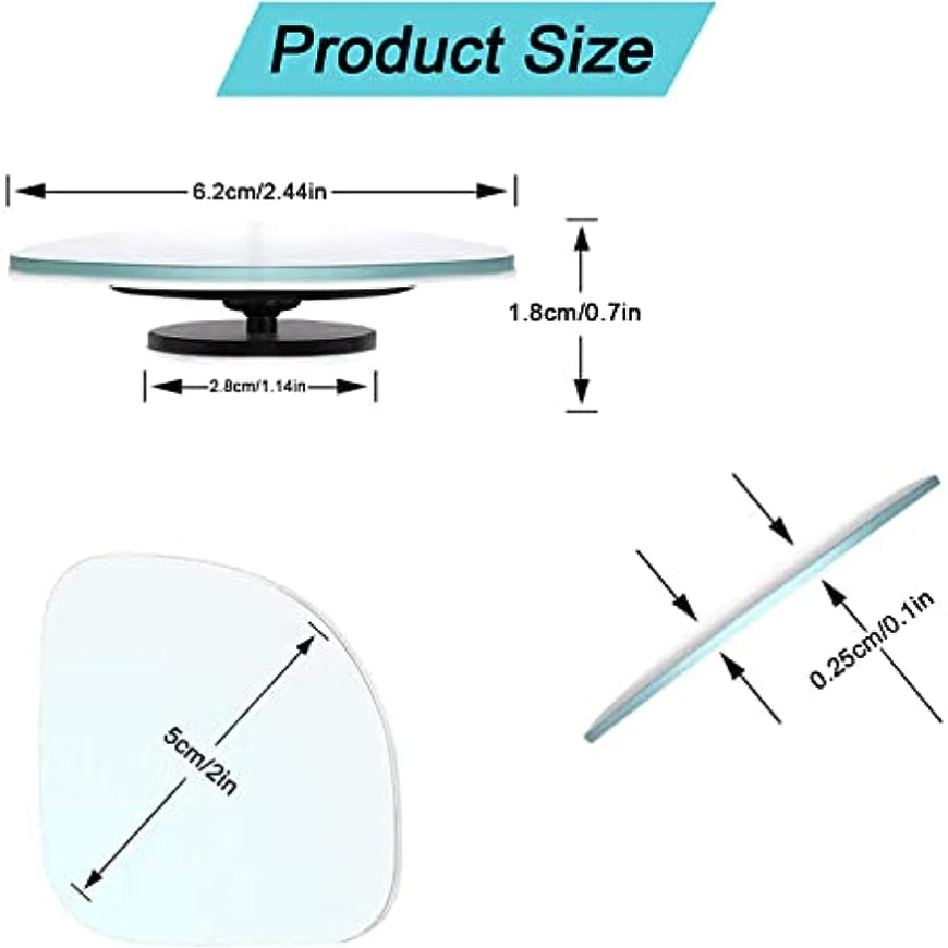 Car Blind Spot Mirrors 360 Degree Adjustable HD Glass Curved Fan Shape 2 Pack