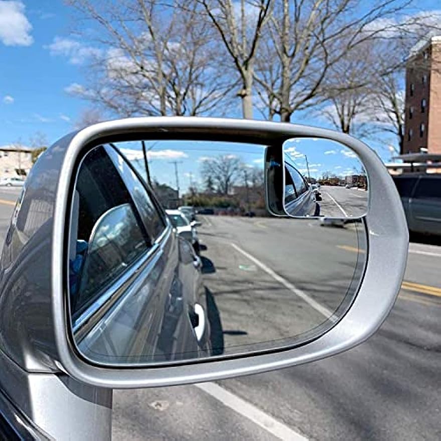 Car Blind Spot Mirrors 360 Degree Adjustable HD Glass Curved Fan Shape 2 Pack