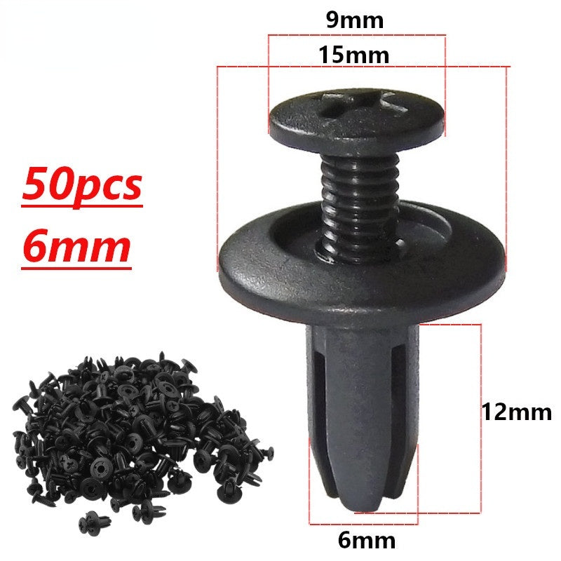 50Pcs 6mm Black Plastic Push Rivets Auto Trim Panel Fasteners for Car Interior