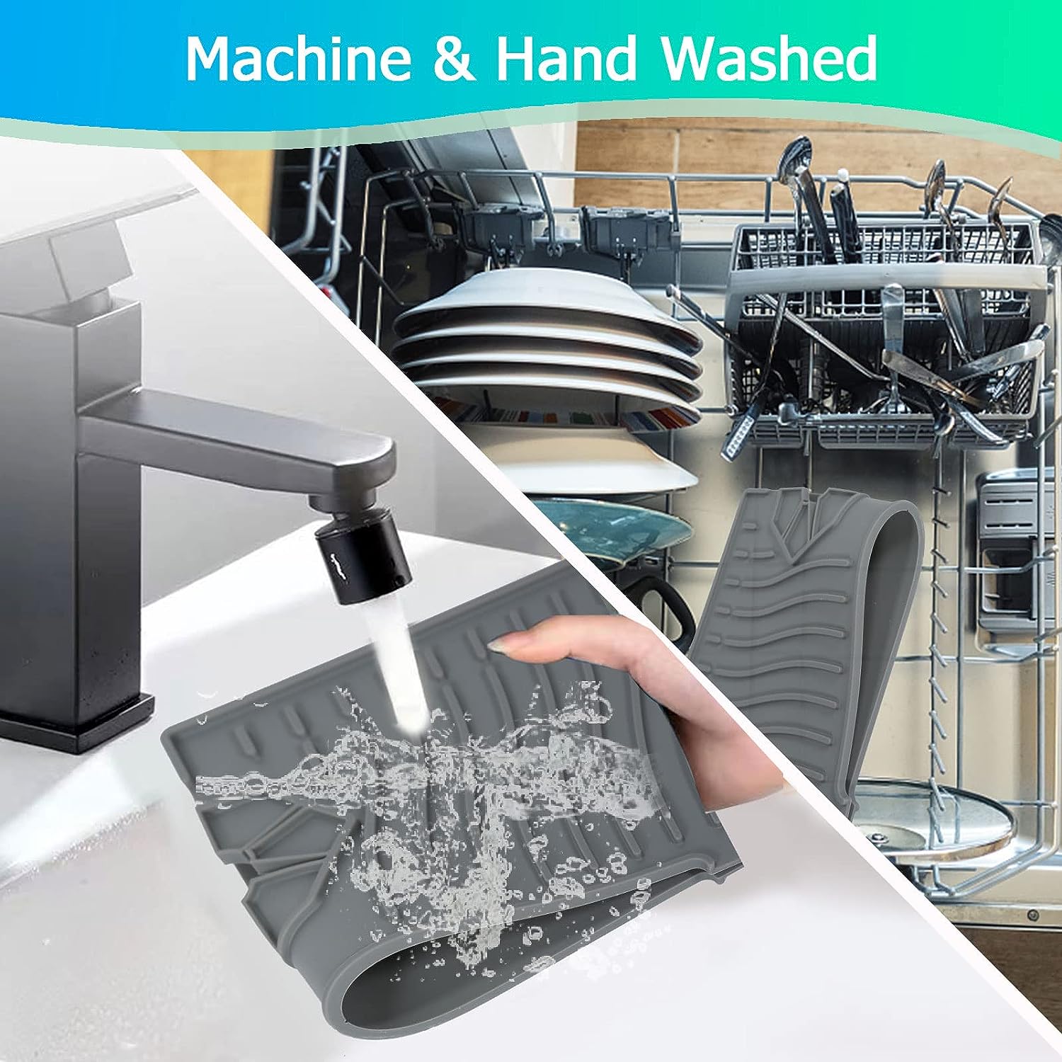 Tapete de silicona para fregadero de cocina impermeable, drenaje y organización para secado y almacenamiento de esponjas