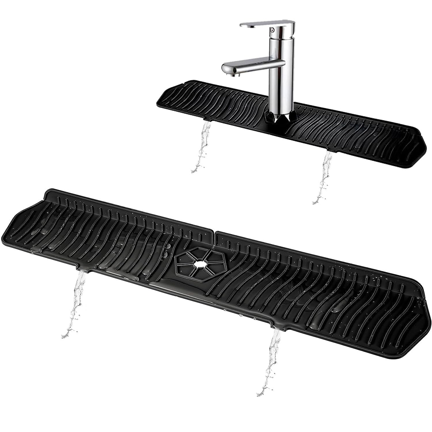 Tapete de silicona para fregadero de cocina impermeable, drenaje y organización para secado y almacenamiento de esponjas