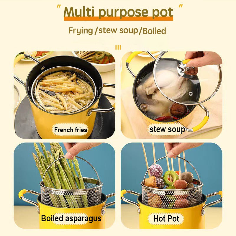 Small tempura frying pot for induction cooker gas stove