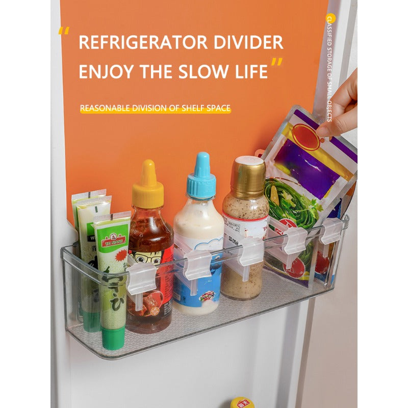 4Pcs Extendable Plastic Refrigerator Organizer Racks Food Storage Divider Kitchen Shelf Divider