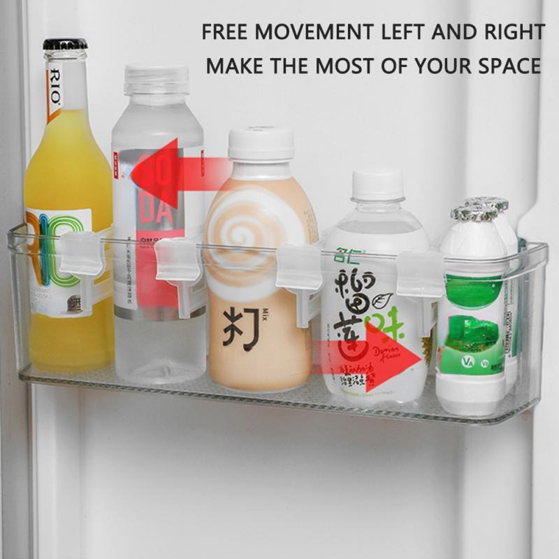 4Pcs Extendable Plastic Refrigerator Organizer Racks Food Storage Divider Kitchen Shelf Divider