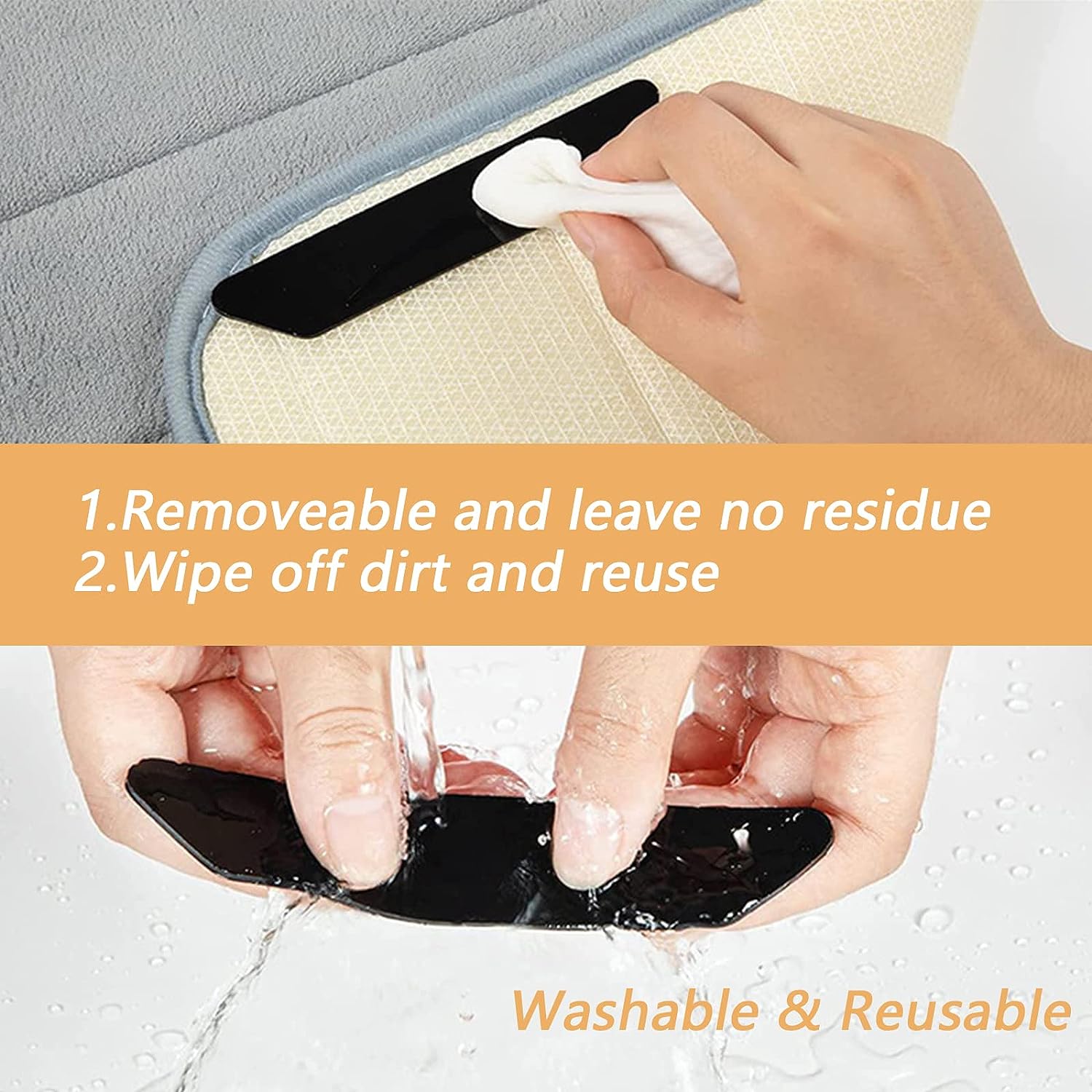 12-Piece Black Non-Slip Carpet Grippers for Rugs, Prevent Slipping and Edges