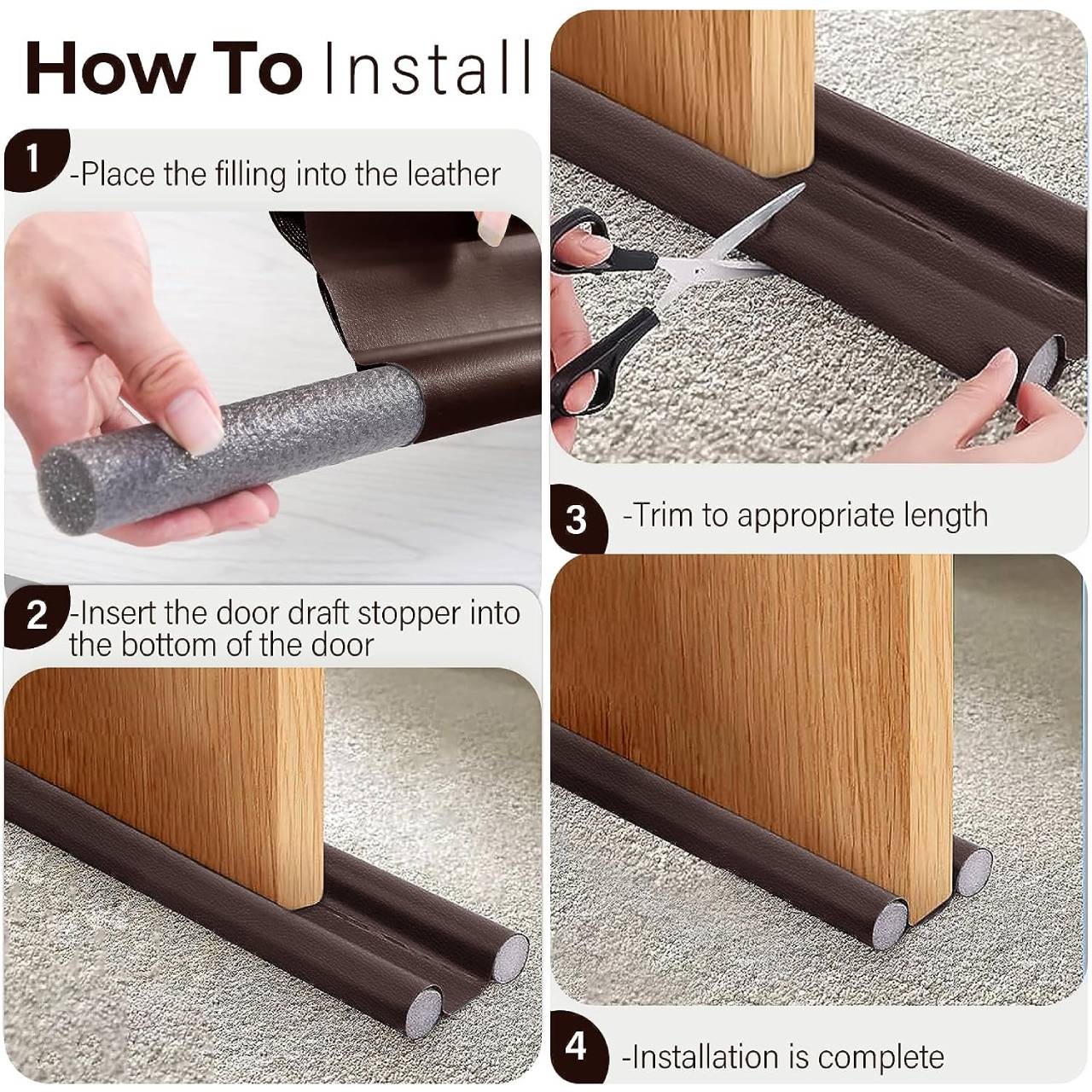 Adjustable Under Door Draft Stopper Seal for Sound Light Air Proofing