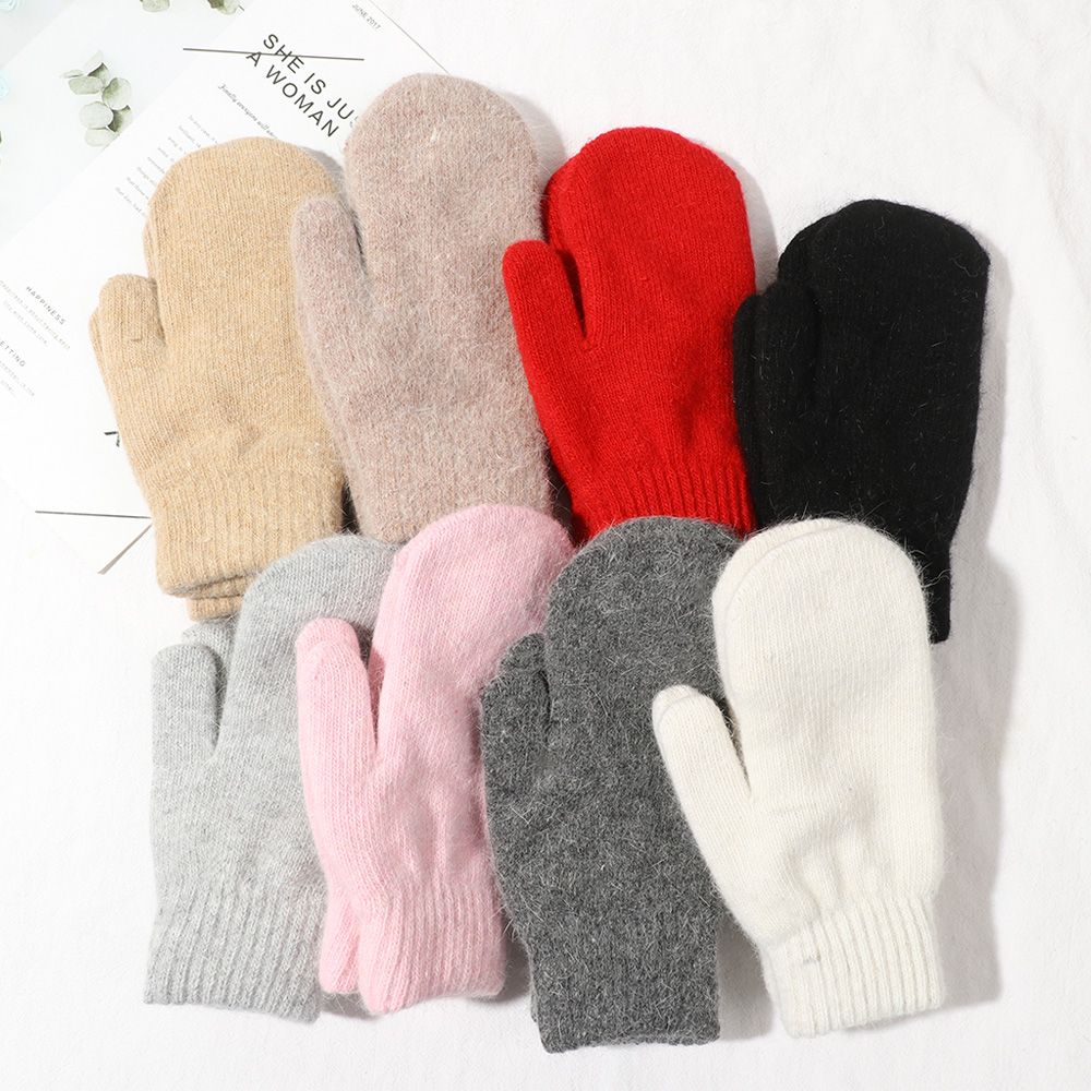 Knit Mittens with Velvet Lining for Warmth and Comfort for Autumn and Winter