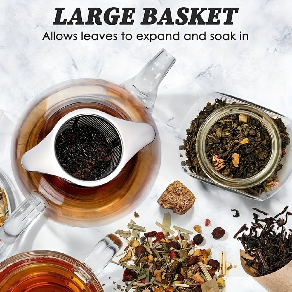 Set of 2 Stainless Steel Tea Infusers Large Capacity Dual Handles for Loose Leaf Tea and Coffee