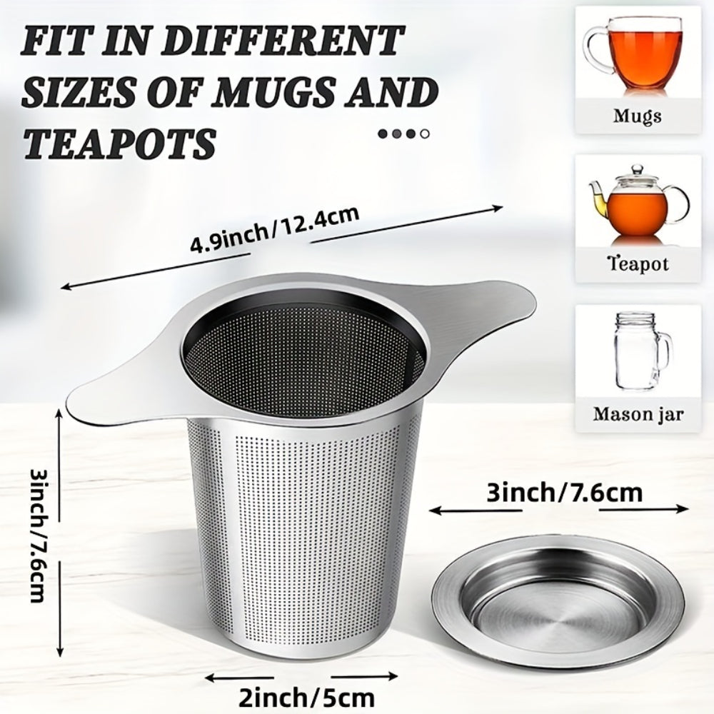 Set of 2 Stainless Steel Tea Infusers Large Capacity Dual Handles for Loose Leaf Tea and Coffee