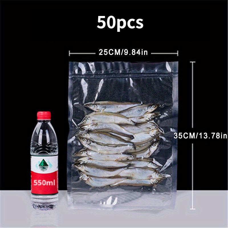 Vacuum Sealer Bags 50 Pack No Cutting Food Storage Sealing for Sous Vide Kitchen