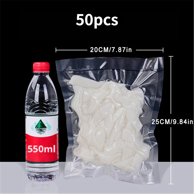 Vacuum Sealer Bags 50 Pack No Cutting Food Storage Sealing for Sous Vide Kitchen