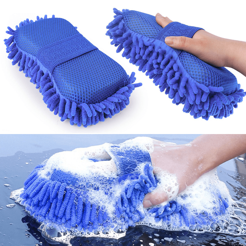 Microfiber Car Cleaning Sponge Brush for Vehicles Motorcycles and Surfaces Blue