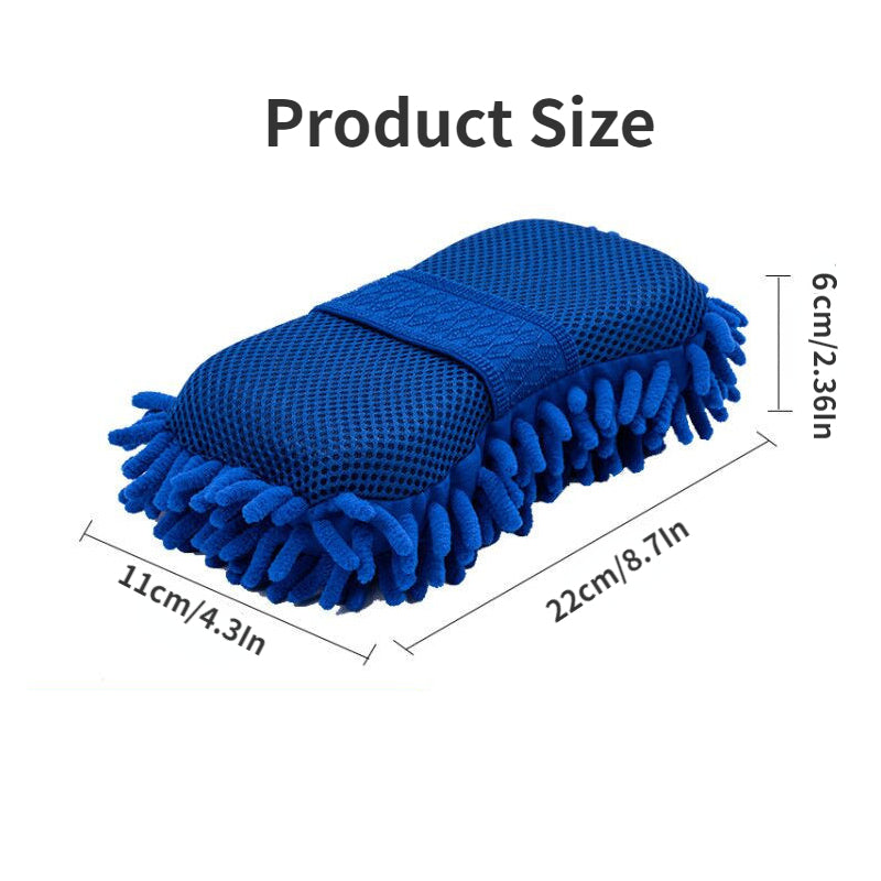 Microfiber Car Cleaning Sponge Brush for Vehicles Motorcycles and Surfaces Blue