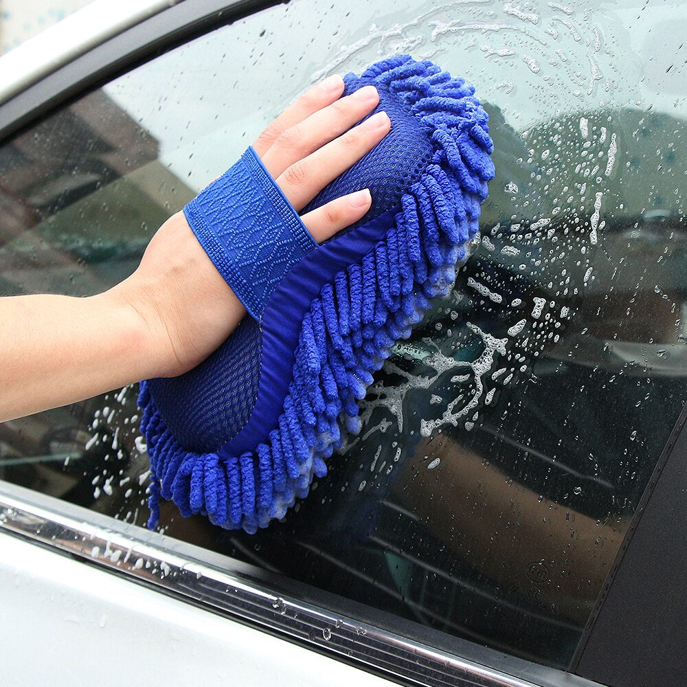 Microfiber Car Cleaning Sponge Brush for Vehicles Motorcycles and Surfaces Blue