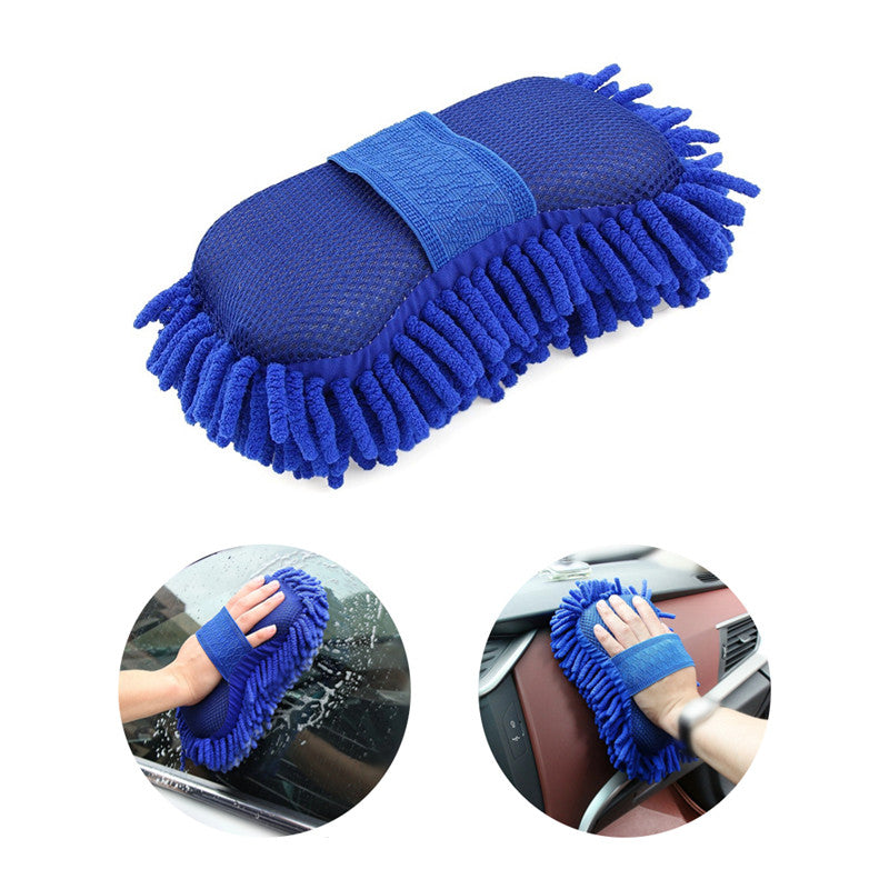Microfiber Car Cleaning Sponge Brush for Vehicles Motorcycles and Surfaces Blue