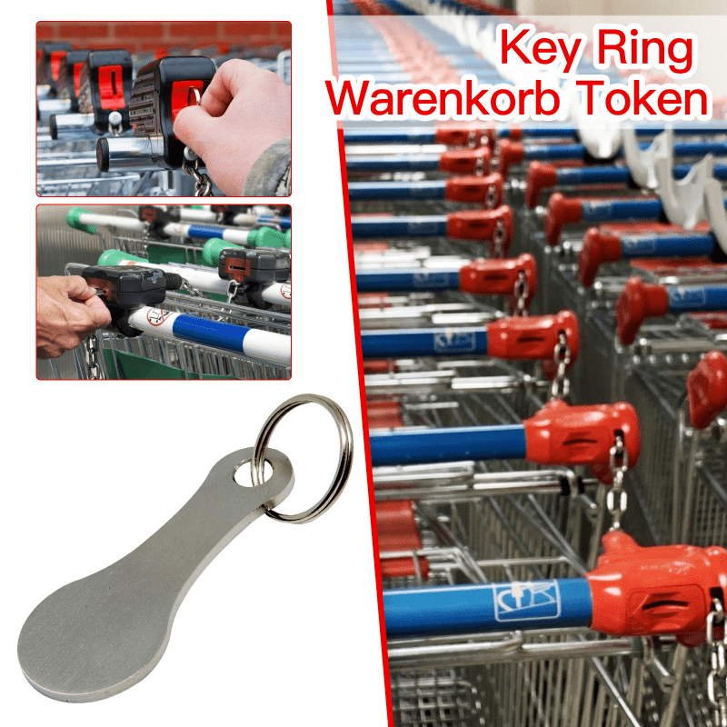 Stainless Steel Keychain with Shopping Cart Token Buckle for Supermarket Shopping