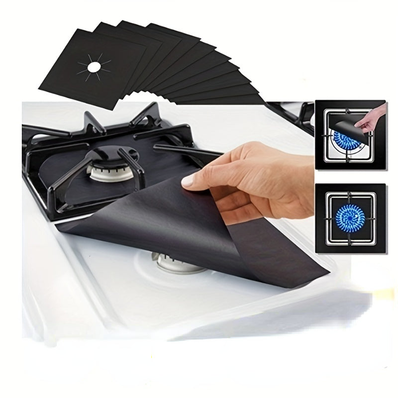 Set of 4 Reusable Gas Range Burner Protectors 0.15mm Thick Easy Clean Liners