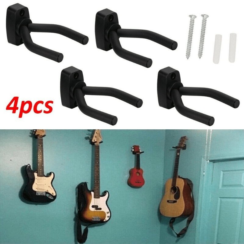 Ganchos ajustables en negro para pared para guitarra para instrumentos acústicos y eléctricos